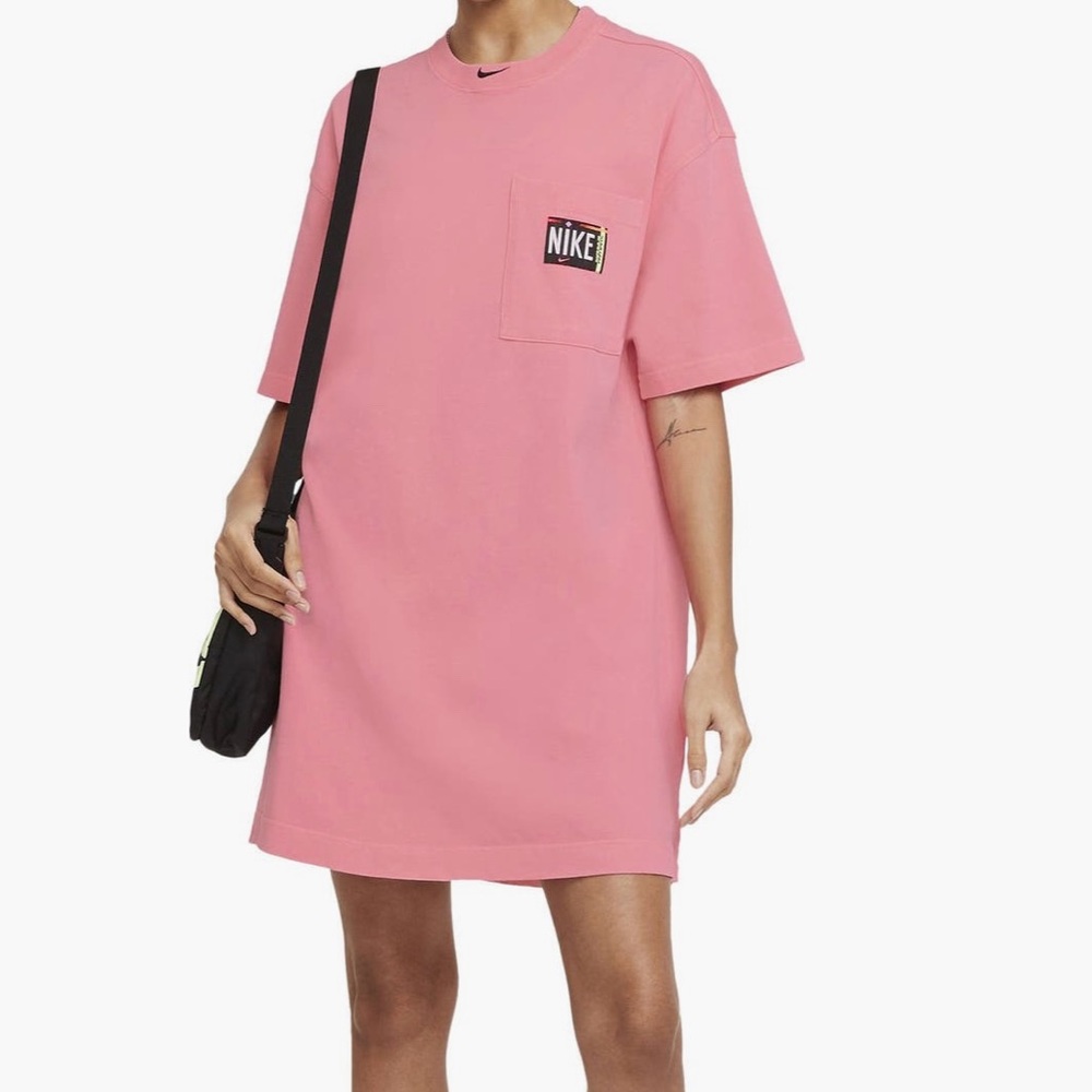 NIKE Pink Pocket T-Shirt Dress | Large